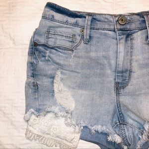 Jean Shorts w/ Lace Pockets
